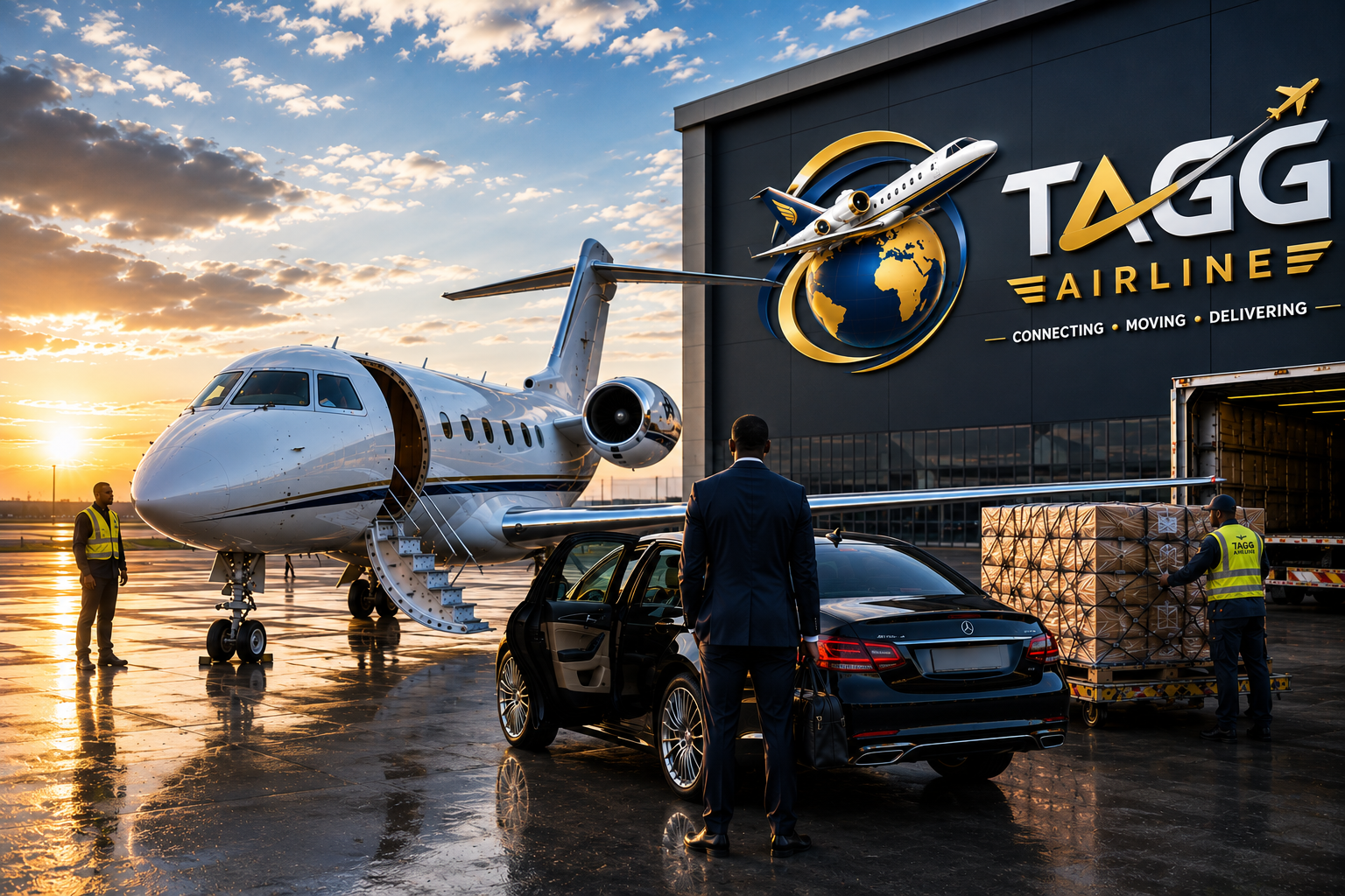 TAGG Airline crew and aircraft on the ramp at Wilson Airport Nairobi